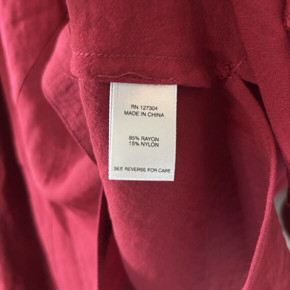 John Mark Red Tunic Top Roll Tab Sleeves Button Up Blouse Sz 1X - Picture 6 of 10